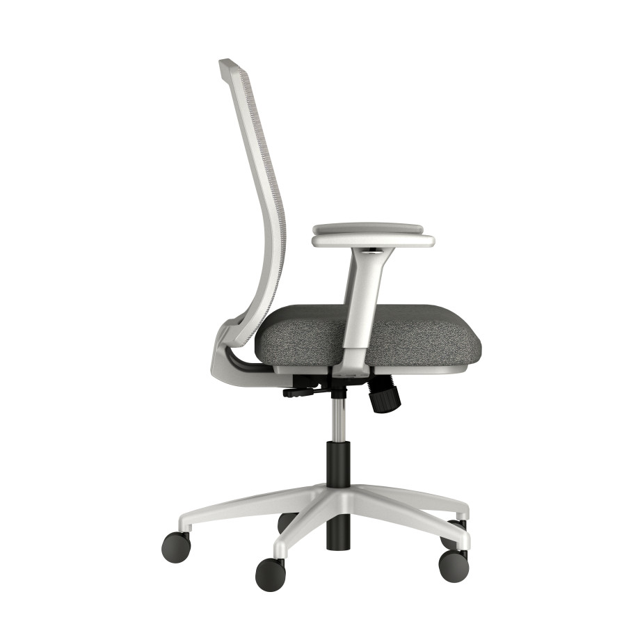 Preview of Natick with Grey Base, 1D-3D Arms, Grey Solid Mesh and Standard Grey Fabric, left side view
