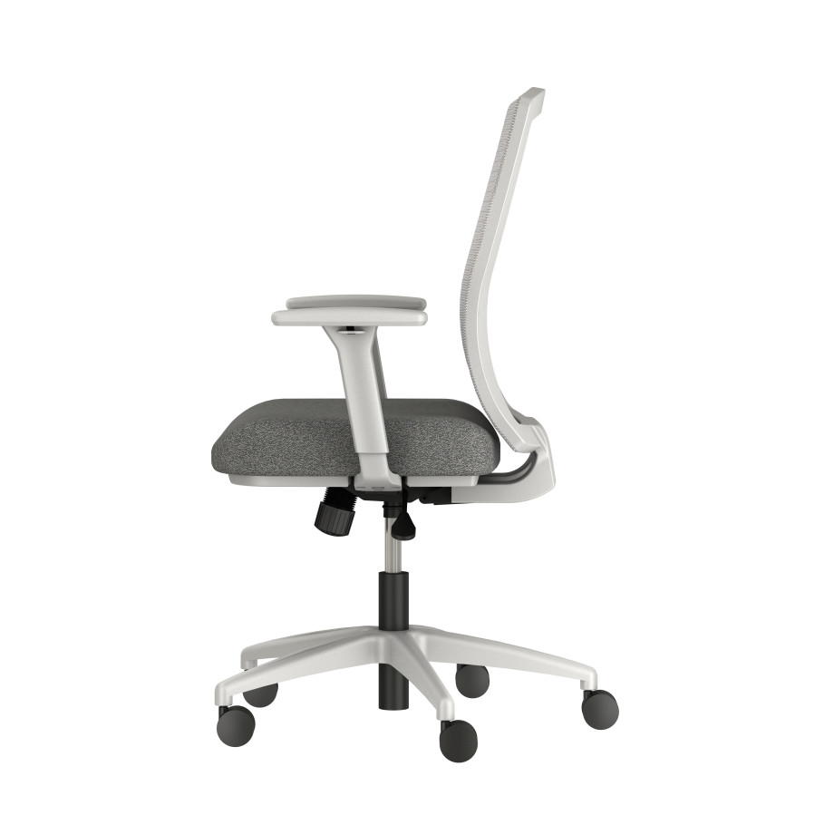 Preview of Natick with Grey Base, 1D-3D Arms, Grey Solid Mesh and Standard Grey Fabric, right side view