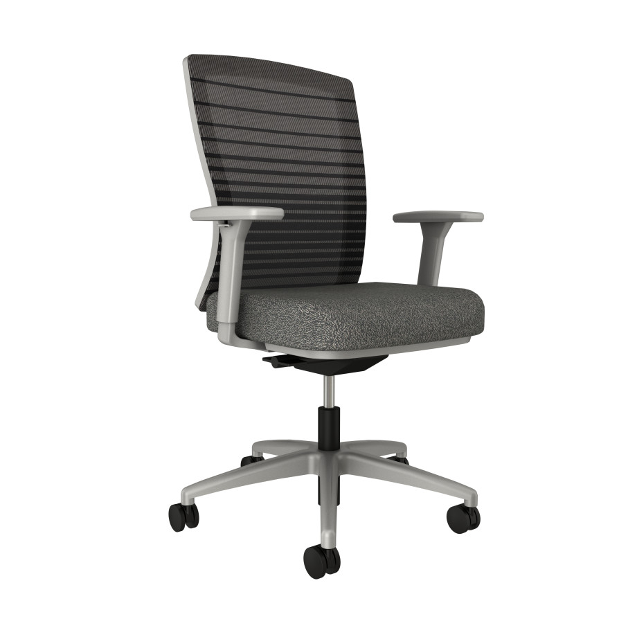 Preview of Natick with Grey Base, Black Graduated/Striped Mesh and Standard Grey Fabric Front Left View