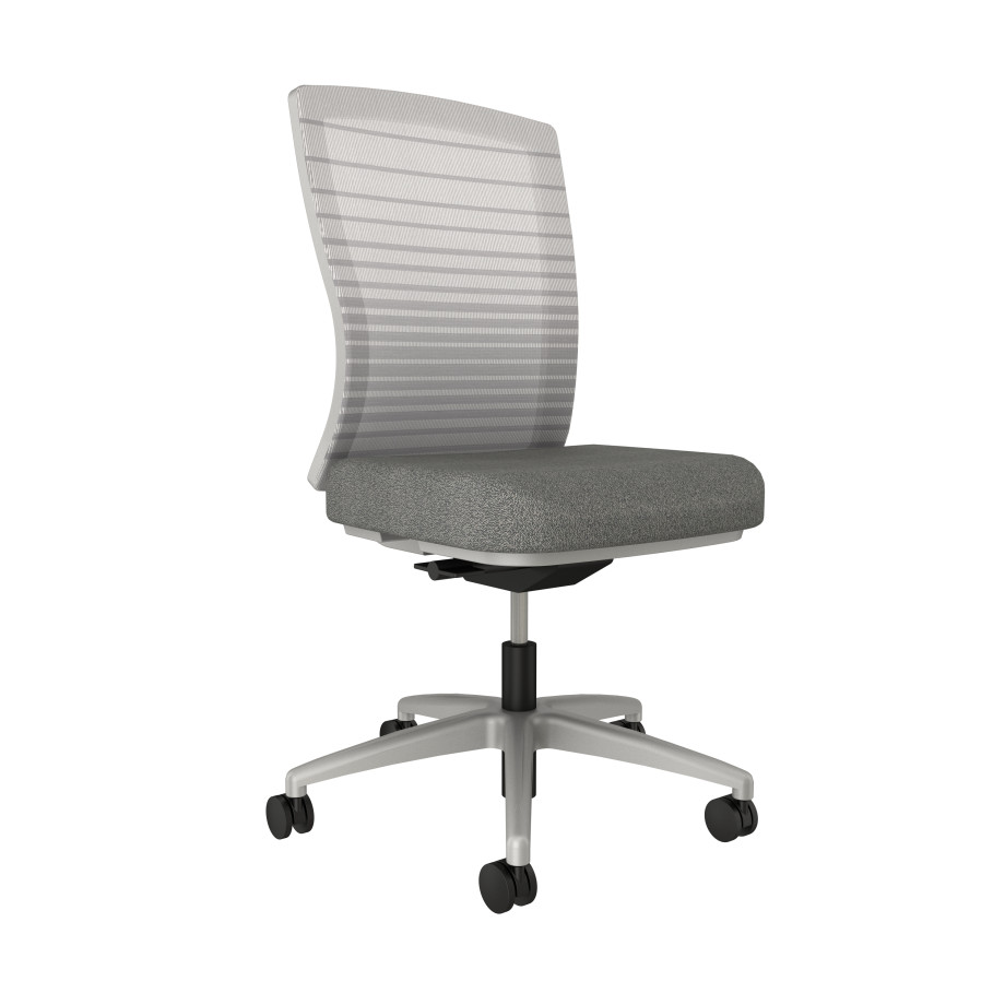 Preview of Natick with Grey Base, Grey Graduated/Striped Mesh, Armless, and Standard Grey Fabric
