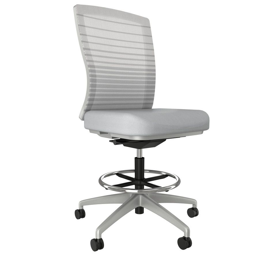 Preview of Natick Stool, Armless with Grey Base and Frame, Graduated/Striped Grey Mesh 