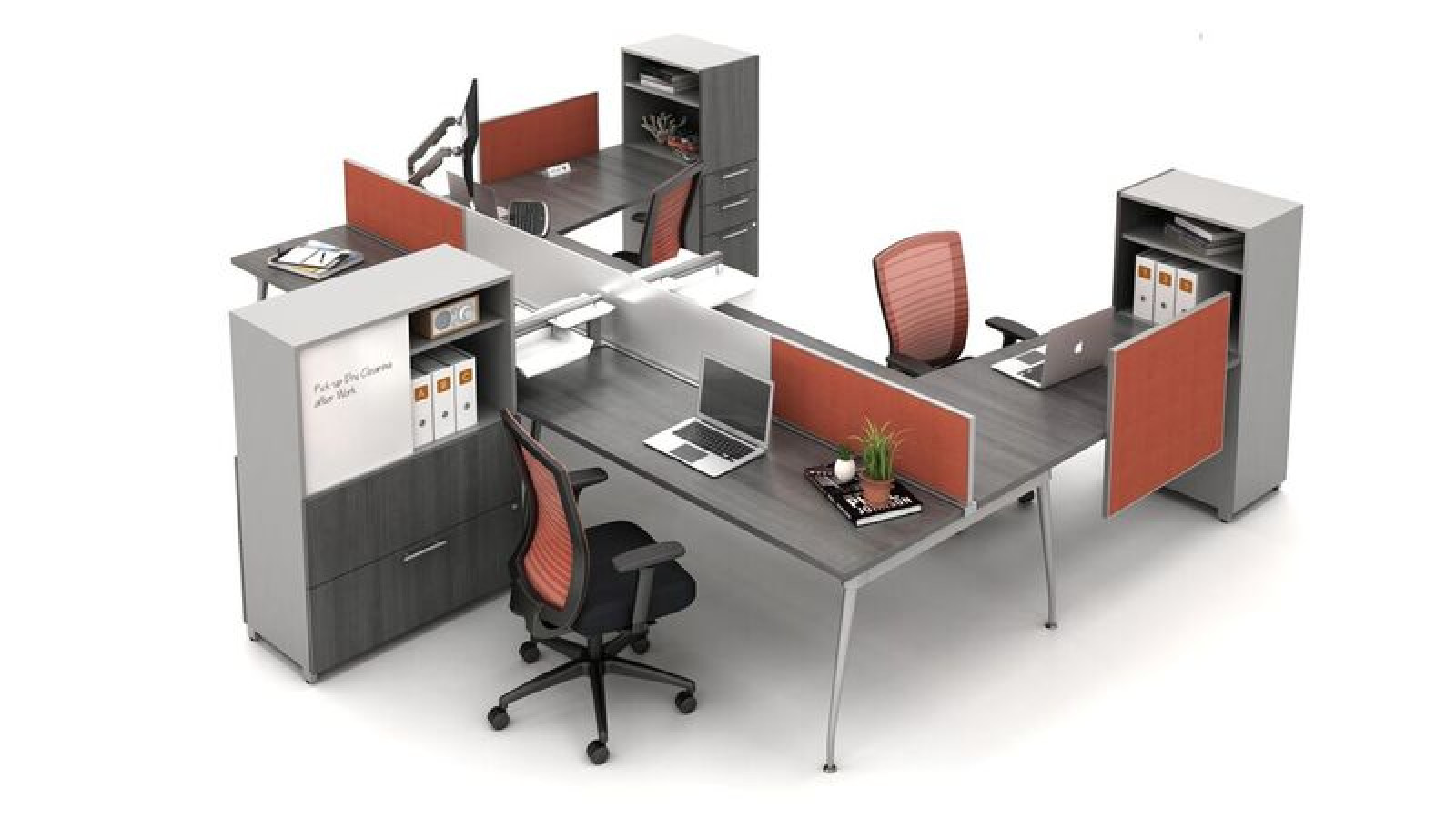 Preview of Oxygen Open Plan Benching Workstation with screens and Calibrate Storage
