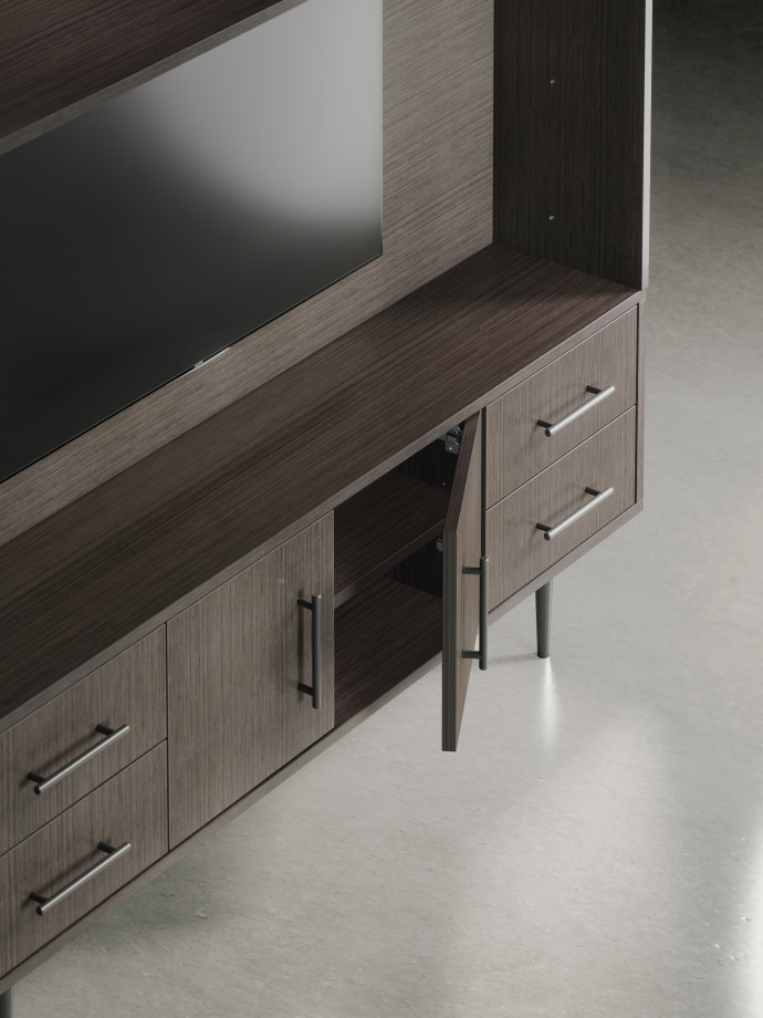 Preview of Rhett, Hutch for Media paired with Credenza with Drawers & Center Doors