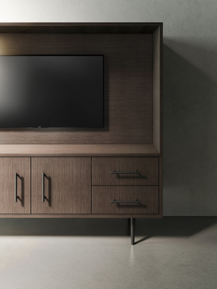 Preview of Rhett, Hutch for Media paired with Credenza with Drawers & Center Doors