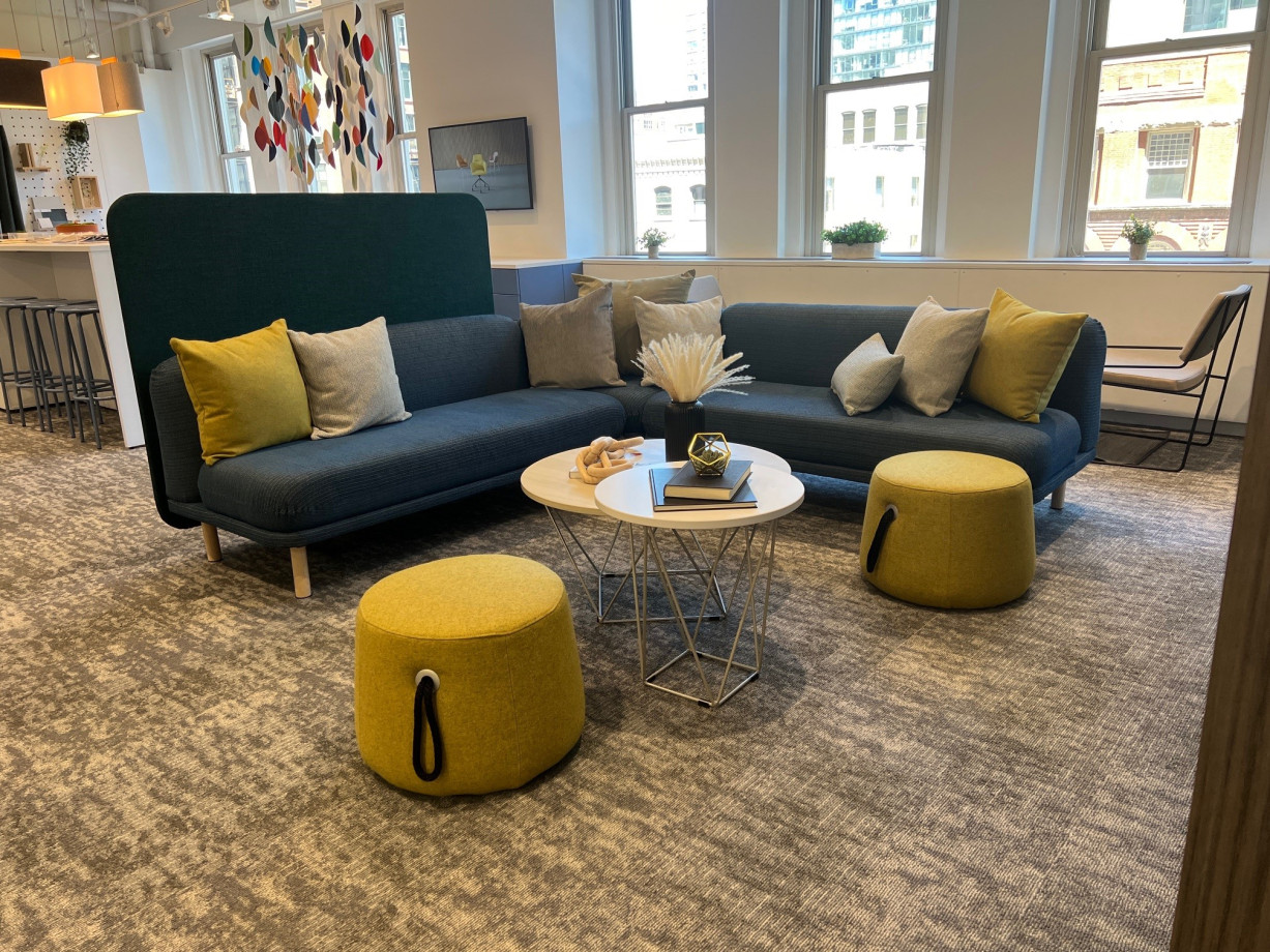 Preview of NeoCon 2024 Soft Modular Lounge with Privacy Panel