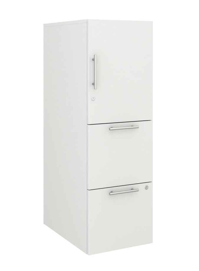 Preview of Calibrate Series Storage Tower in AIS True White Laminate with Bar Pull