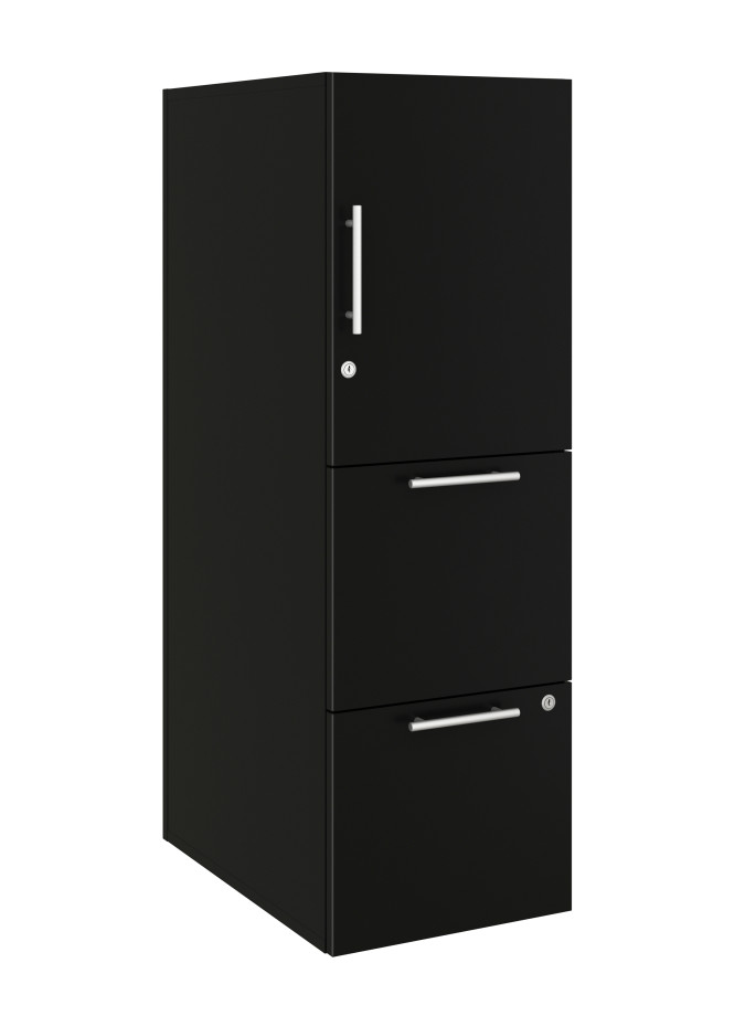 Preview of Calibrate Series Storage Tower in AIS Black Laminate with Bar Pull