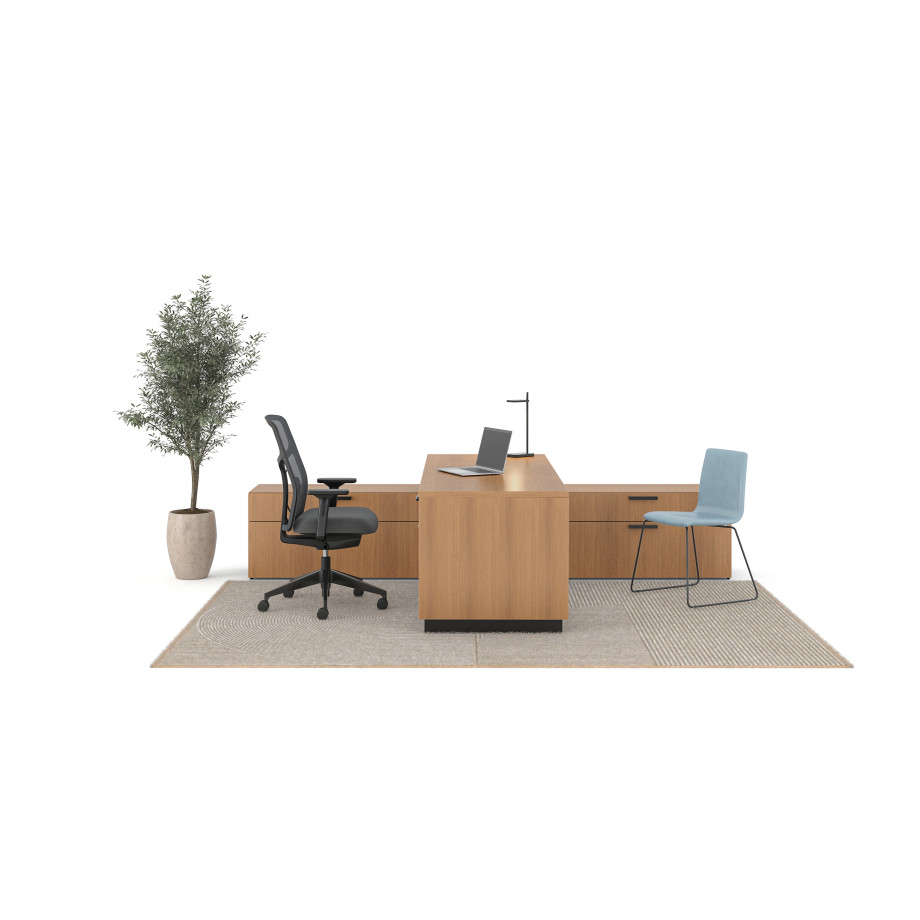 Preview of Calibrate Height-Adjustable Table, Calibrate Telescoping End Panel Base, Calibrate Storage, Chelsea, Itzee Side, Talia Desk Light