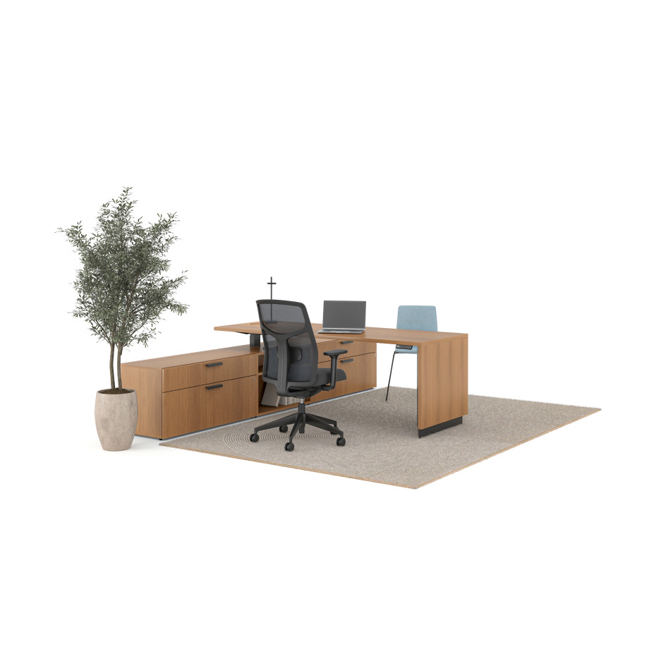 Preview of Calibrate Height-Adjustable Table, Calibrate Telescoping End Panel Base, Calibrate Storage, Chelsea, Itzee Side, Talia Desk Light