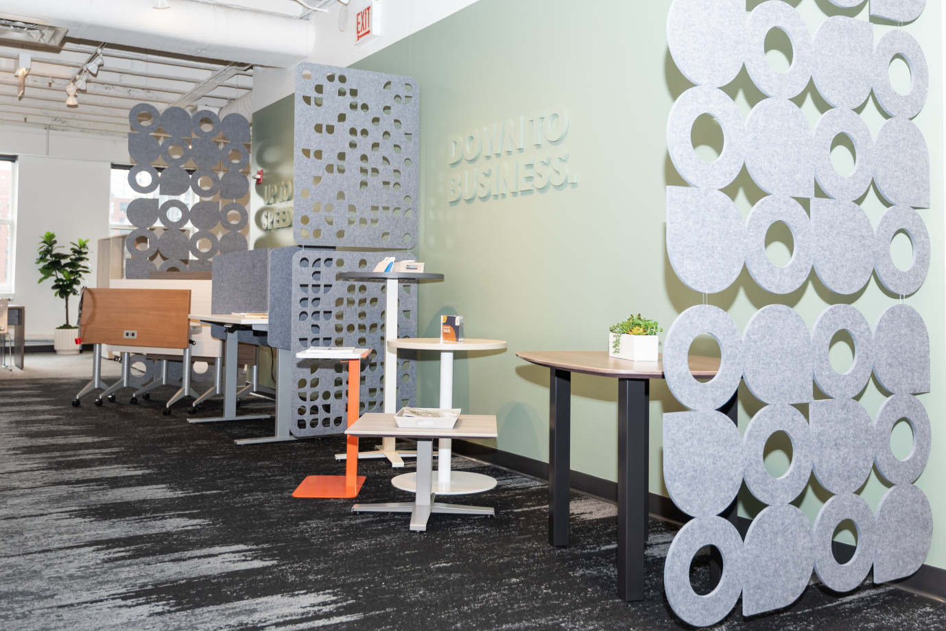 Preview of NeoCon 2021 Tables area with Day-to-Day tables and laptop table
