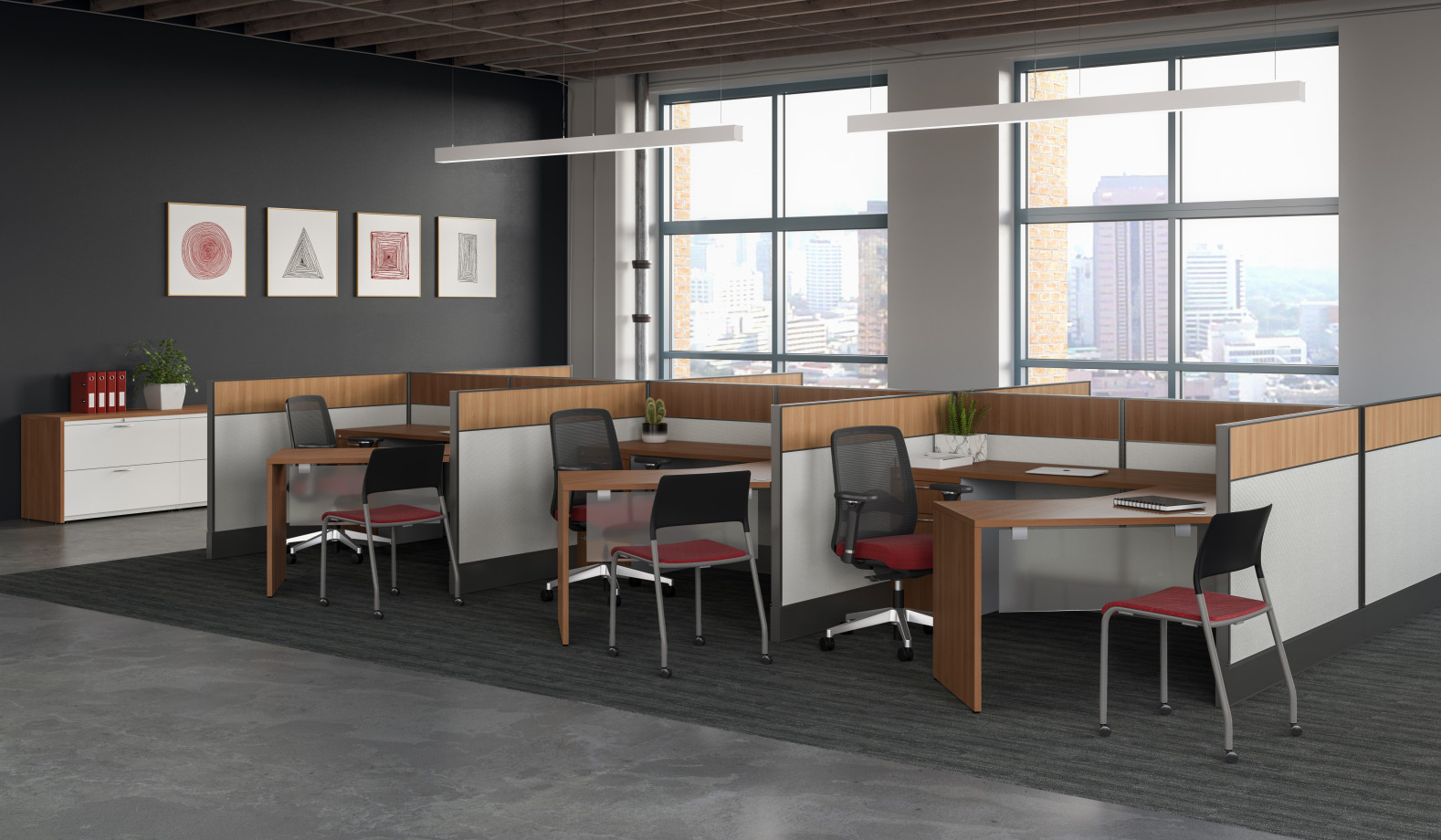 Preview of Divi with linear trim, 120 degree worksurfaces