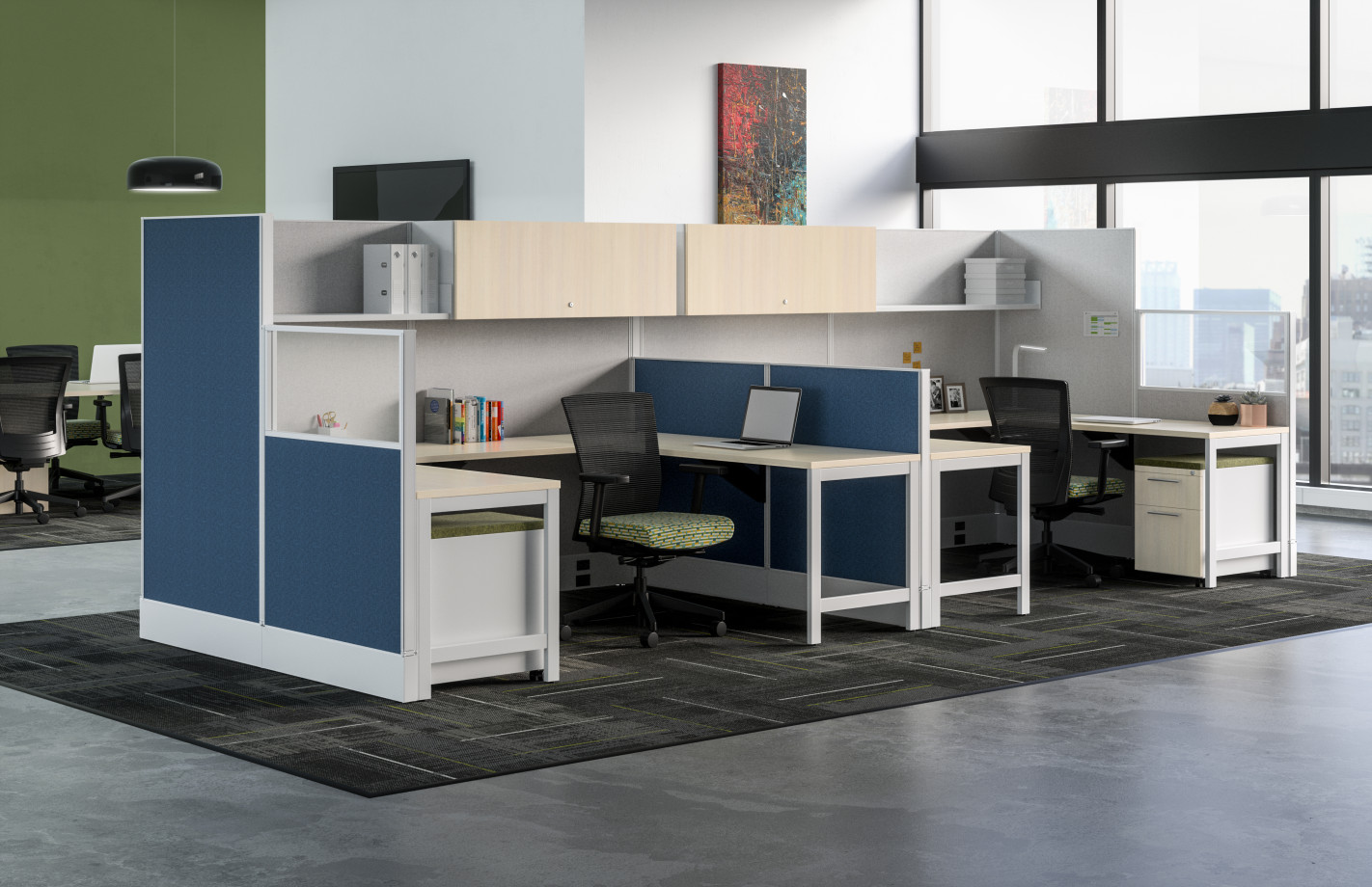 Preview of Divi Linear Open Plan Panel System with linear trim, Dual Workstation 