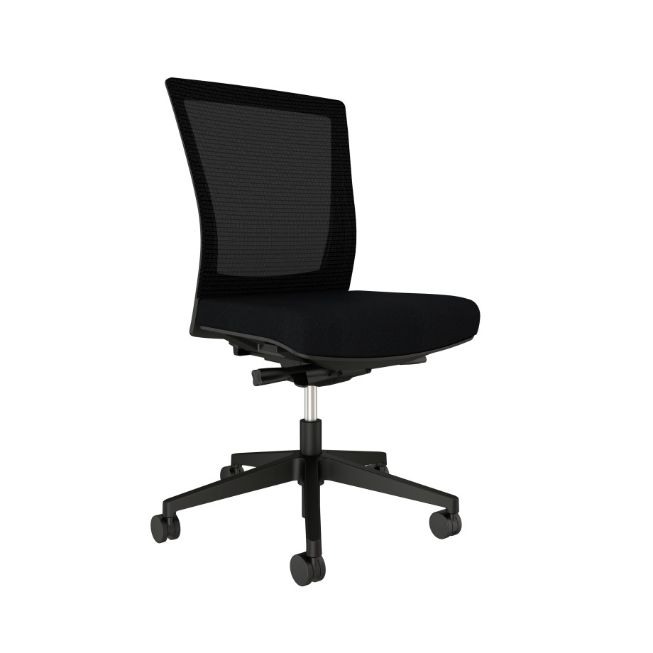 Preview of Upton, armless, with black base, and standard black fabric seat