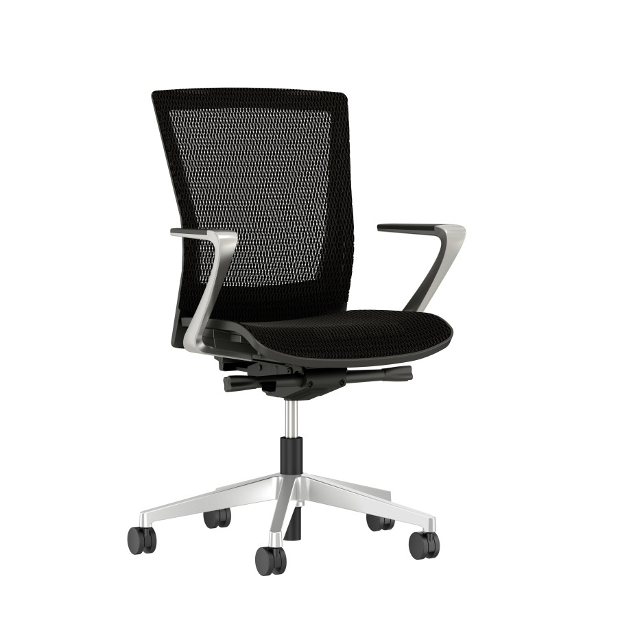 Preview of Full Mesh Upton with Polished Aluminum Base and Fixed Arms