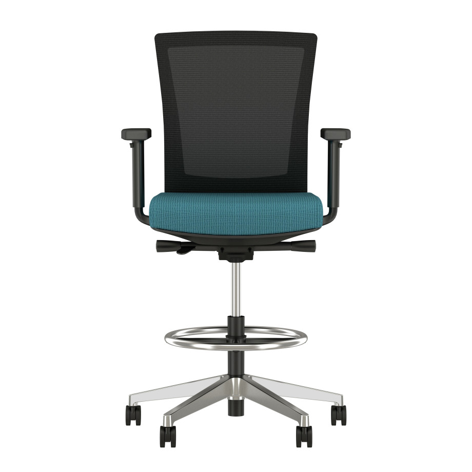 Preview of Upton Stool with Polished Aluminum Base, Black Mesh and Twist Sidewinder Seat, front view