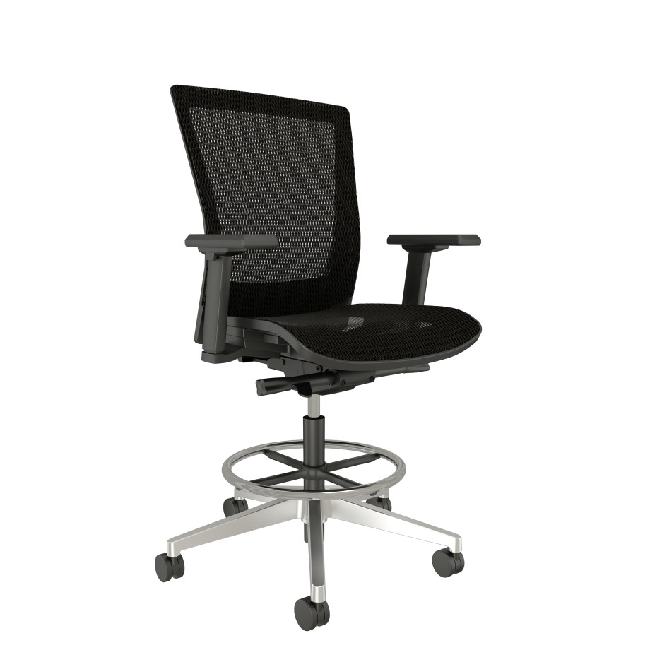 Preview of Upton Stool with Polished Aluminum Base, Mesh Back and Seat