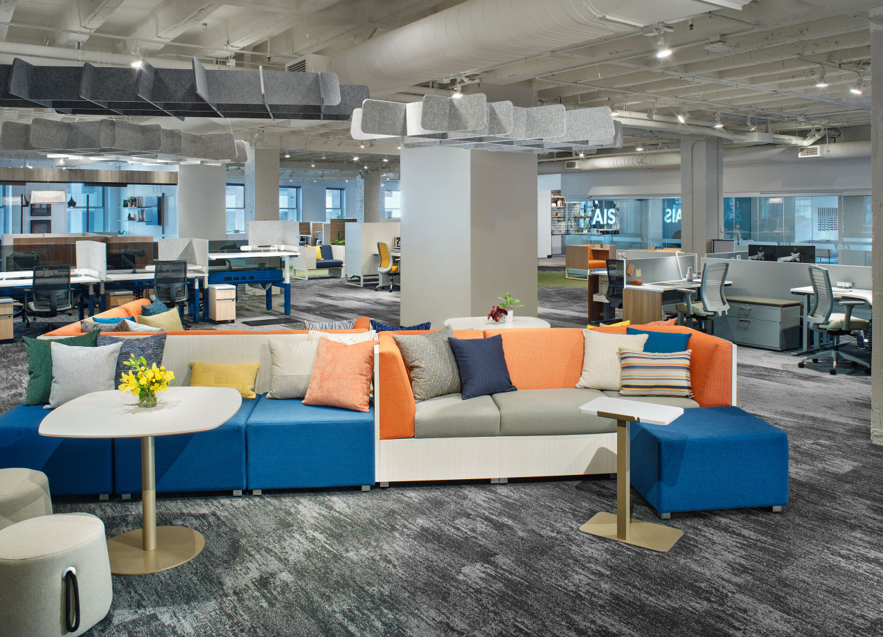 Preview of Neocon 2023 Soft Ottoman with Welcome Center