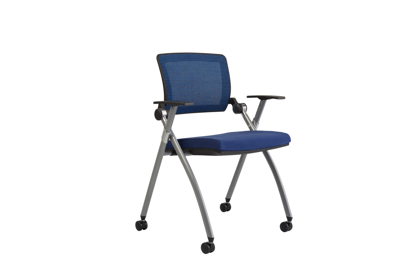 Preview of Stow Multipurpose Chair with Blue Mesh, front quarter view