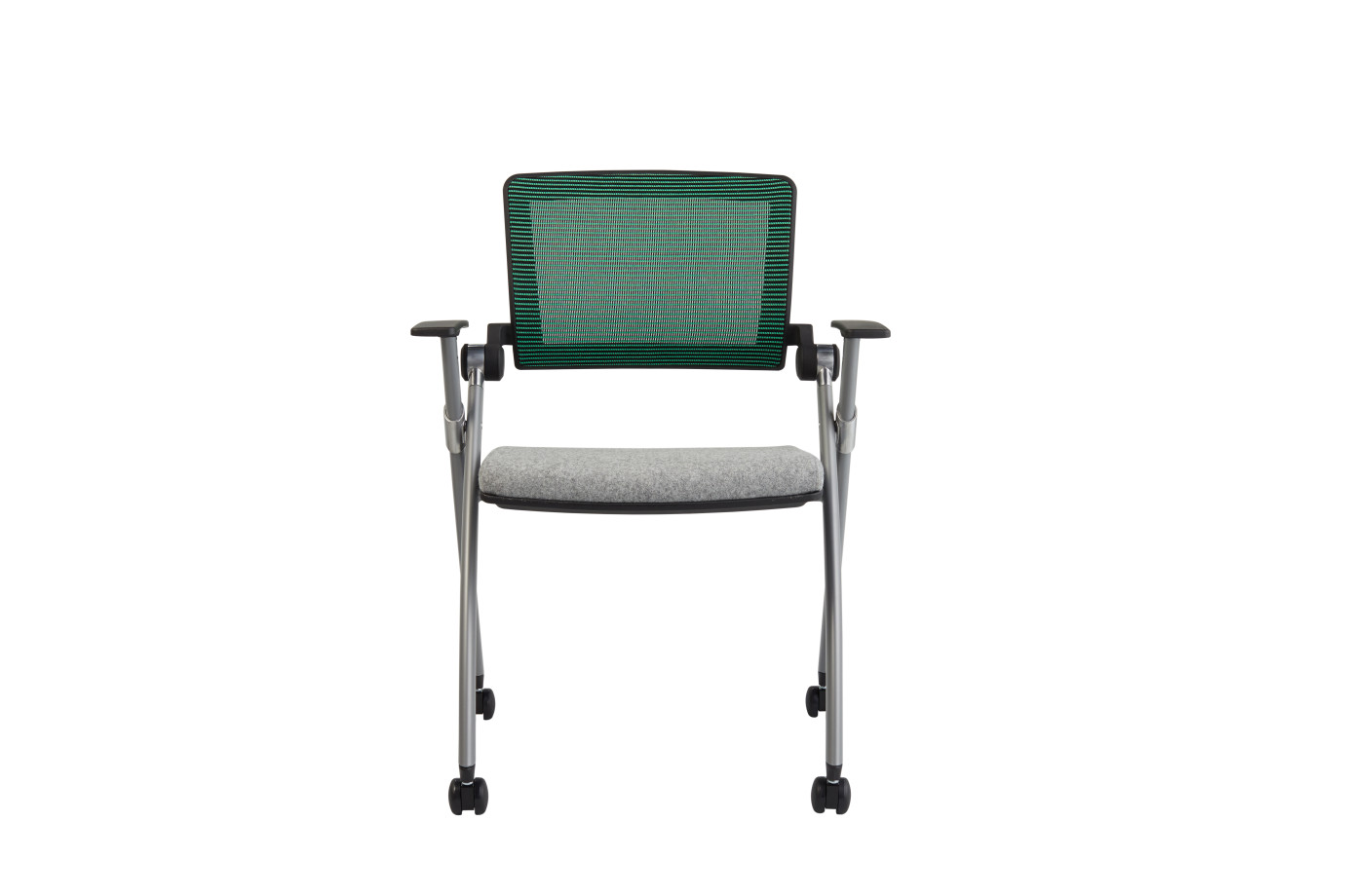 Preview of Stow Multipurpose Chair with Green Mesh and Camira Blazer Silverdale seat, front view