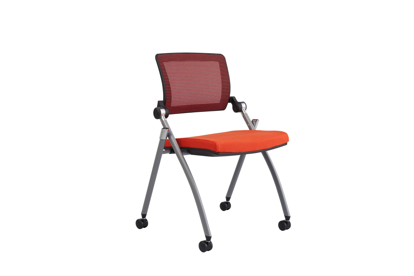 Preview of Stow Multipurpose Seating with Red Mesh and Camira Blazer Goldsmith Seat, Front Quarter View