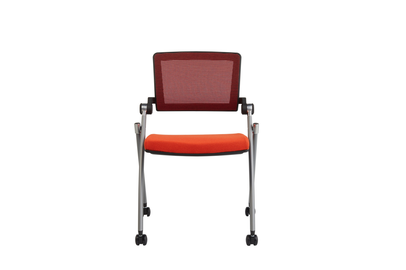Preview of Stow Multipurpose Seating with Red Mesh and Camira Blazer Goldsmith Seat, Front View