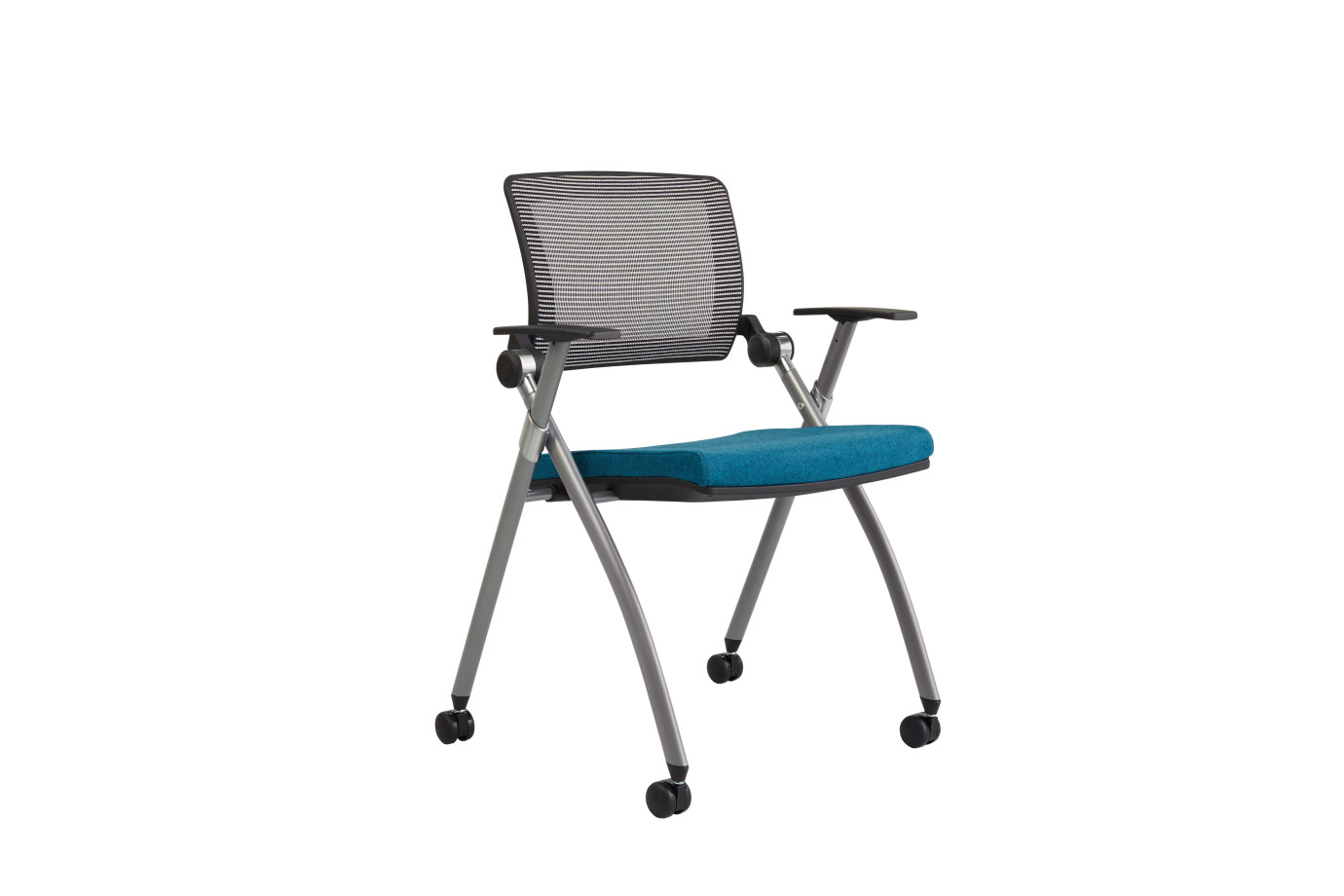 Preview of Stow Multipurpose Seating with White Mesh and Camira Blazer Abertay Seat, Front Quarter View