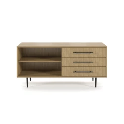 Rhett, Credenza with Drawers & Bookcase, Front View