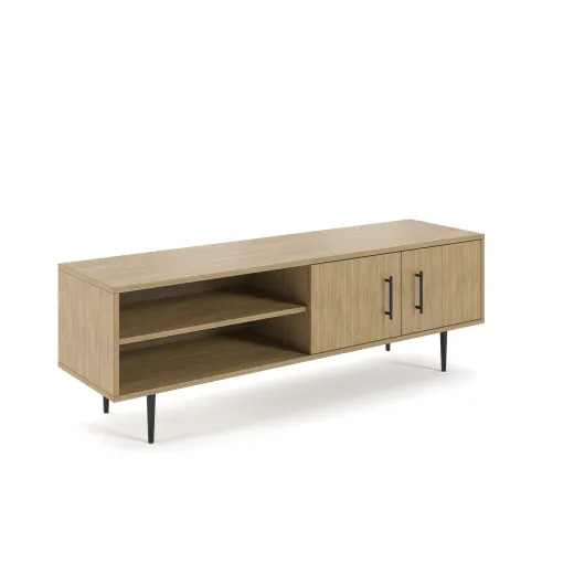 Rhett, Credenza with Doors & Bookcase, 3/4 View