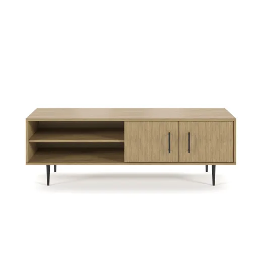 Rhett, Credenza with Doors & Bookcase, Front View