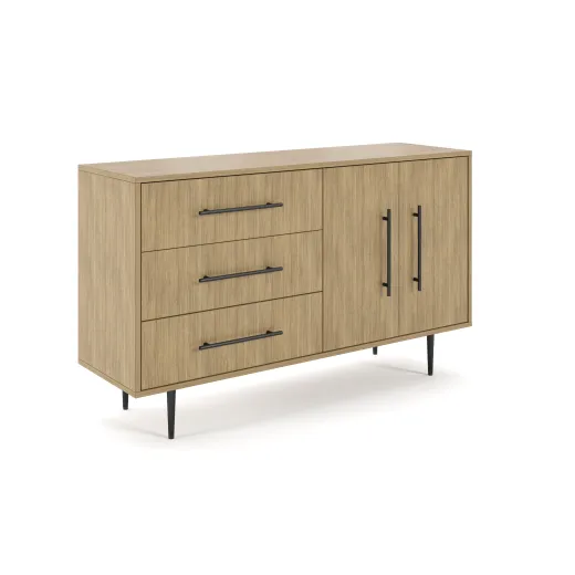 Rhett, Credenza with Drawers and Doors, 3/4 View