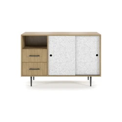 Rhett, Credenza with Drawers and Sliding Doors, Front View