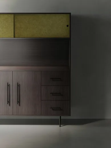 Rhett, Hutch paired with Credenza with Drawers & Center Doors