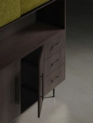 Rhett, Hutch paired with Credenza with Drawers & Center Doors