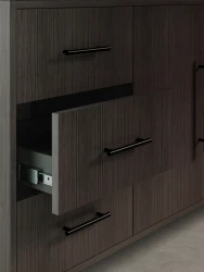 Rhett, Hutch paired with Credenza with Drawers & Center Doors