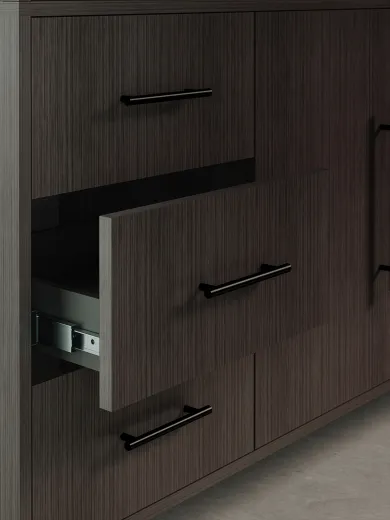 Rhett, Hutch paired with Credenza with Drawers & Center Doors