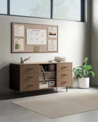 Rhett Credenza with Drawers & Center Bookcase