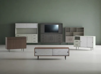 Rhett Family, Credenza, Drawers, Doors, Bookcase, Hutch, Media, Sliding Doors, Trash & Recycle