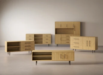 Rhett Family, Credenza, Drawers, Doors, Bookcase, Hutch