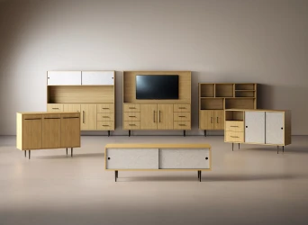 Rhett Family, Credenza, Drawers, Doors, Bookcase, Hutch, Media, Sliding Doors, Trash & Recycle