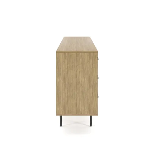 Rhett, Credenza with Drawers & Center Bookcase, Side View