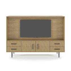 Rhett, Hutch for Media (PET) paired with Credenza with Doors, 22 Inch, Front View