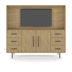 Rhett, Hutch for Media (PET) paired with Credenza with Doors, 36 Inch, Front View