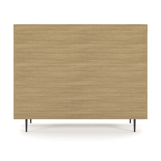 Rhett, Hutch for Media (PET) paired with Credenza with Drawers and Center Doors, 29 Inch, Back View