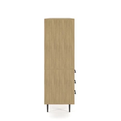 Rhett, Hutch for Media (PET) paired with Credenza with Drawers and Center Doors, 29 Inch, Side View