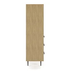 Rhett, Hutch for Media (PET) paired with Credenza with Drawers and Center Doors, 36 Inch, Side View