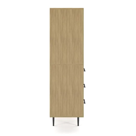 Rhett, Hutch for Media (PET) paired with Credenza with Drawers and Center Doors, 36 Inch, Side View