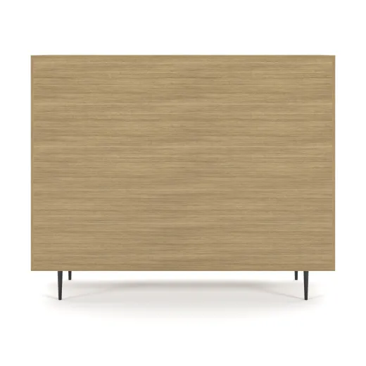 Rhett, Hutch for Media (Tackboard) paired with Credenza with Drawers and Center Doors, 29 Inch, Back View