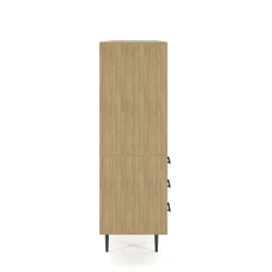 Rhett, Hutch for Media (Tackboard) paired with Credenza with Drawers and Center Doors, 29 Inch, Side View