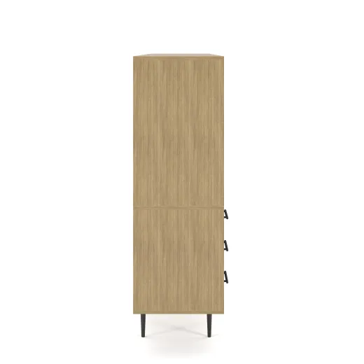Rhett, Hutch for Media (Tackboard) paired with Credenza with Drawers and Center Doors, 29 Inch, Side View