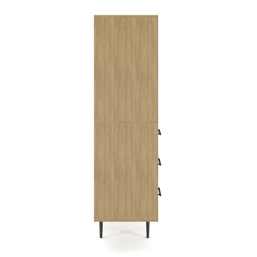 Rhett, Hutch for Media (Tackboard) paired with Credenza with Drawers and Center Doors, 36 Inch, Side View